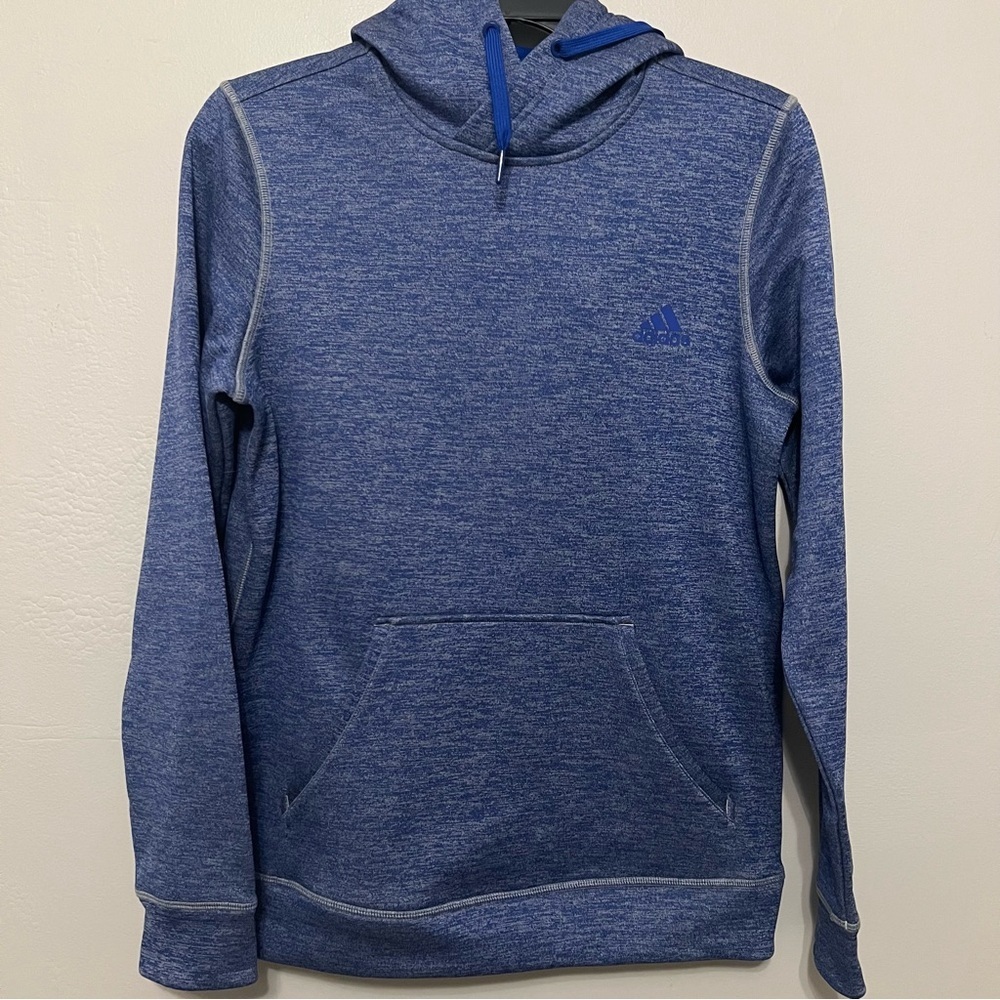 Adidas Heather Blue Climawarm Hoodie Sweatshirt Size Small